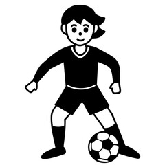 Soccer athlete cartoon silhouette vector illustration on a transparent background
