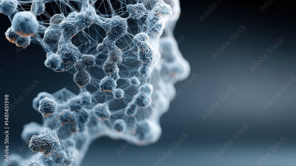 Poster microscopic view of a cell cluster displaying multiple cells interconnected in a complex biological 