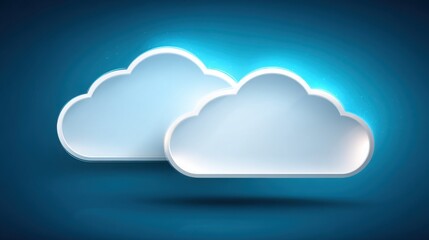 Pair of fluffy white clouds floating in a clear blue sky conveying a sense of peacefulness and natural beauty