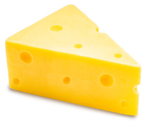 Sliced Cheese isolated on white background, Hard Cheese on white, with Clipping path, High resolution focus stacking photography.