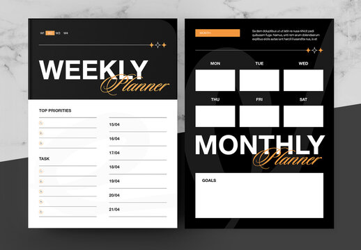 Black And Orange Planner 