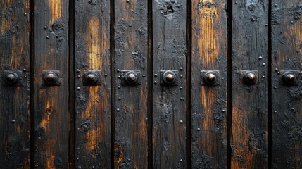 Fototapeta premium Aged Wooden Door with Metal Fasteners
