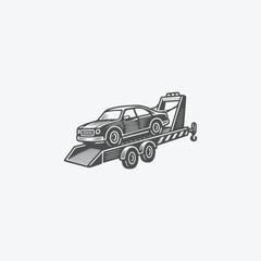 Obraz premium Tow truck logo with engraving style template design