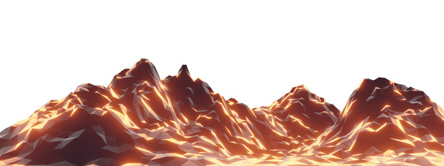 3D Abstract low polygon stone mountain.