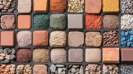 Sustainability focus industrial samples of innovative renewable building materials indoors