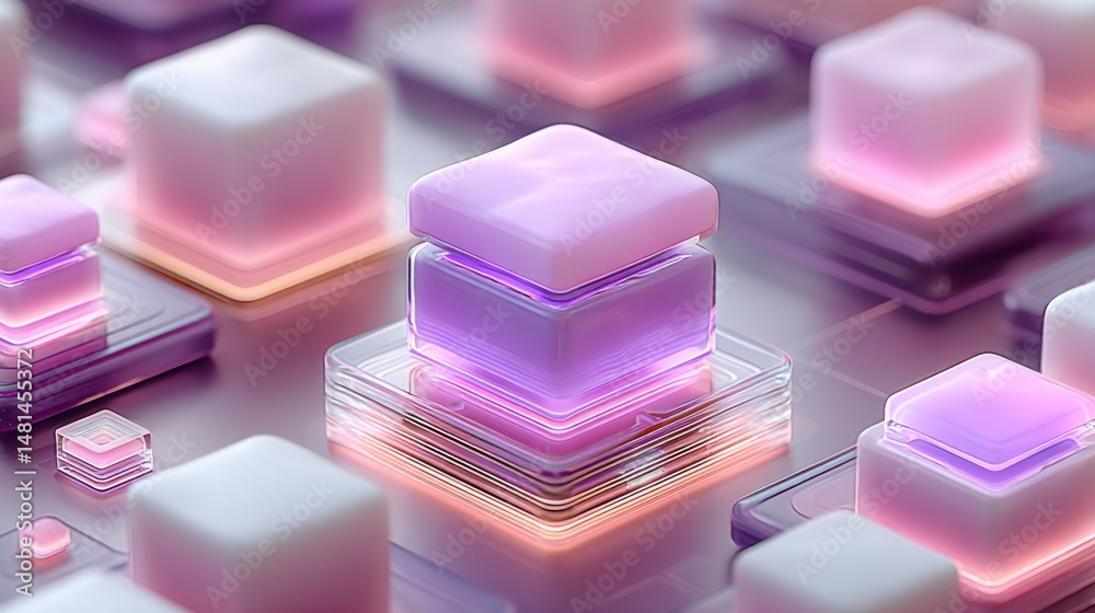 Poster group of colorful cubes representing allocation logic and decentralized concepts in cryptocurrency a