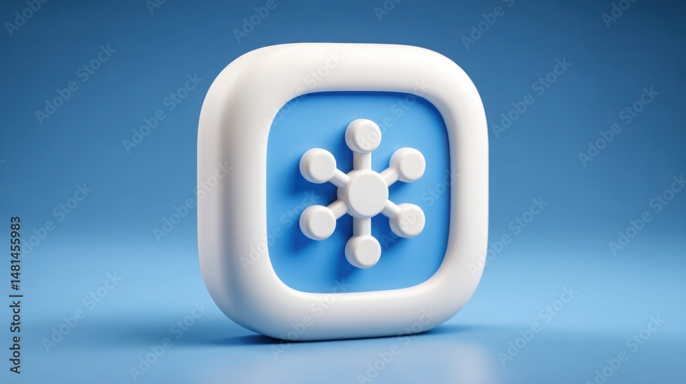 Poster white cube on a blue background representing modern design and enhanced logic in an artistic interpr