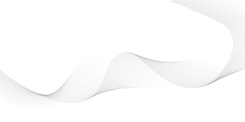 Abstract wave element for design. Digital frequency track equalizer. Stylized line art background. Vector illustration. Wave with lines created using blend tool. Curved wavy line, smooth stripe. 