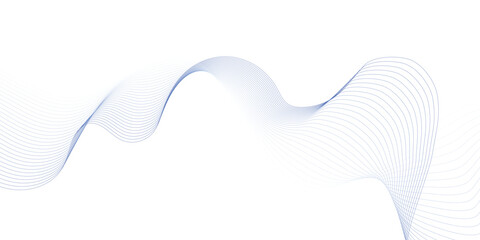 Abstract blue violet smooth wave on a white background. Dynamic sound wave. Design element. Vector illustration. 
