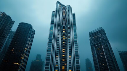 Fototapeta premium Breathtaking timelapse of a skyscraper in a modern city architecture showcase urban environment aesthetic view