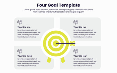 Goal Infographic template for business 4 parts, options, presentation, infographics elements vector illustration. Editable vector infographic