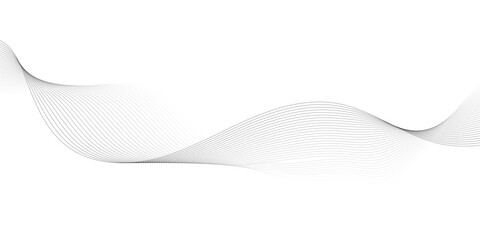 Abstract wave element for design. Digital frequency track equalizer. Stylized line art background. Vector illustration. Wave with lines created using blend tool. Curved wavy line, smooth stripe. 