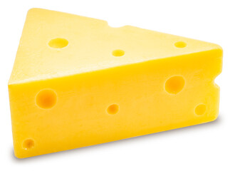 Sliced Cheese isolated on white background, Hard Cheese on white, with Clipping path, High resolution focus stacking photography.