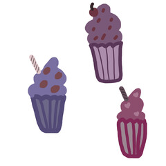 set of cupcakes illustration