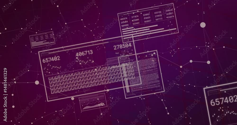 Poster Central data panel displaying square-cell grid while numeric readouts updating across network nodes