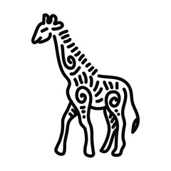 Giraffe and abstract doodle seamless pattern for sticker, postcard, wallpaper, mural, fabric, prints, etc