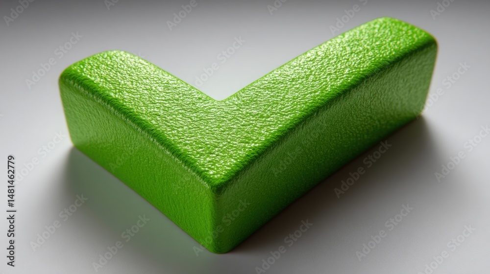 Poster unique green object positioned on a white surface in a minimalist design representing clean logic va
