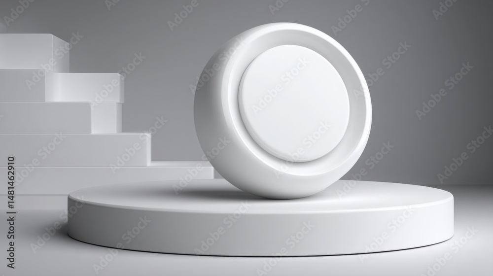 Poster elegant white object displayed on a pedestal in a minimalist design representing clean logic validat