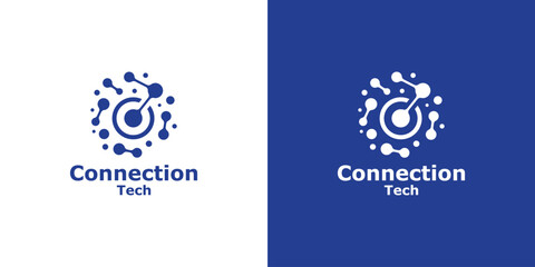 Obraz premium logo design combination connection and molecule,network,symbol,icon,idea,creative.