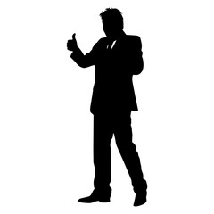 Business man thumbs up silhouette professional businessman vector