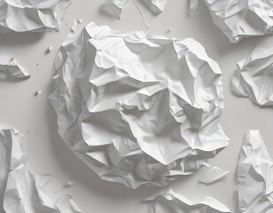 Obraz premium Crisp white crumpled poster; texture shows deep creases and folds , wrinkled paper, white poster, white crumpled