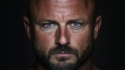 Fototapeta premium A direct portrait of a mature man with a serious expression