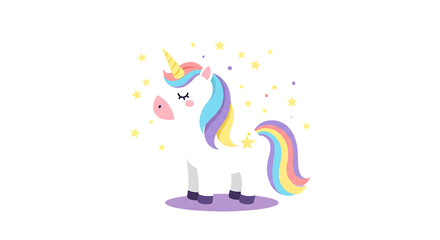 unicorn with rainbow mane and stars