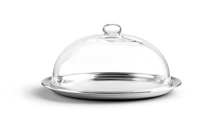 Obraz premium Stylish cloche made of stainless steel with dome design, perfect for serving food while keeping it warm and protected