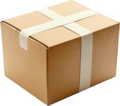 Beige Cardboard Box with Strapping Tape