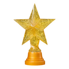 Clear Transparent Star Trophy with Glossy Surface on Isolated Background