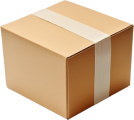 Beige Cardboard Box with Packing Tape