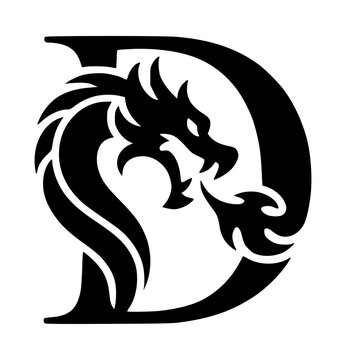 Dragon head inside D latter logo
