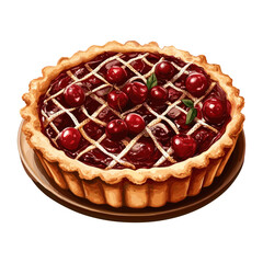 Pie haute couture netting background white Cherry jam vector