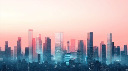 Fototapeta premium Urban development progress smart buildings under construction in a modern cityscape at dusk