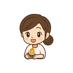 girl holding a candle in white clothes cartoon character