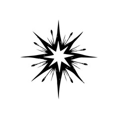 Dynamic monochrome burst illustration radiating intricate sharp edged design