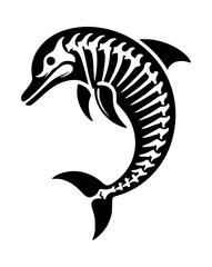 Dolphin Skeleton Icon Logo Vector