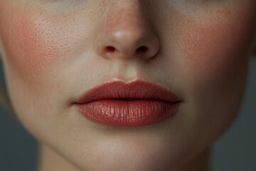 Fototapeta premium Beautiful Lips. Close-up Macro Photo of Perfectly Makeuped Female Lips with Plump Fullness