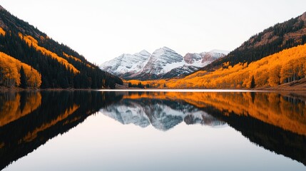 Obraz premium A stunning natural landscape featuring mountains trees and serene water reflections