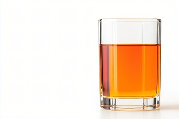 Amber Liquid in a Clear Glass Refreshing Beverage Studio Shot on White Background