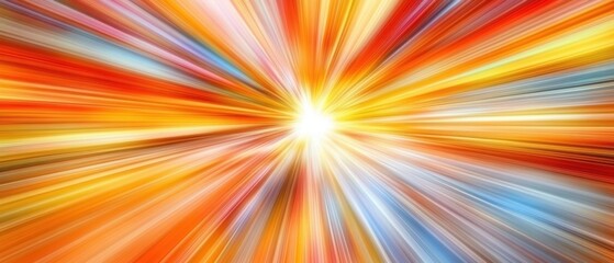 Obraz premium Abstract Light Speed Burst of Colorful Energy Radiating Outward in a Zoom Effect from a Central Point Perspective