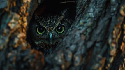 Owl in tree hollow