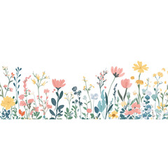 Pastel spring flower border flowers art illustration vector