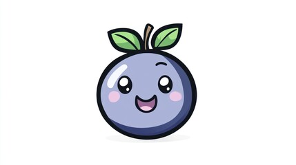 Naklejka premium Cute cartoon blueberry, smiling face, simple background. Possible use for children's books or food illustration