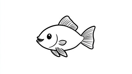Cute cartoon fish illustration, isolated on white background. Possible use Children's book, educational material, etc.