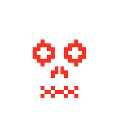 Obraz premium Skull line icon pixelated black retro vector