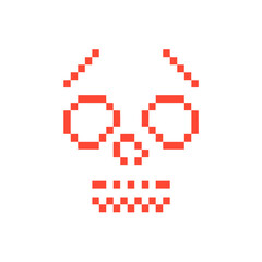 Fototapeta premium Skull line icon pixelated black retro vector