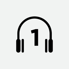 Headphone Template On 1 Letter.Music And Podcast Logo Design Headphone Concept	
