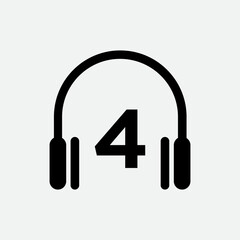 Headphone Template On 4 Letter.Music And Podcast Logo Design Headphone Concept	
