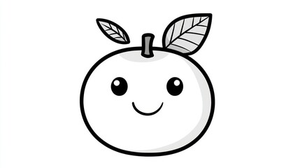 Cute cartoon orange fruit with leaves. Illustration for kids